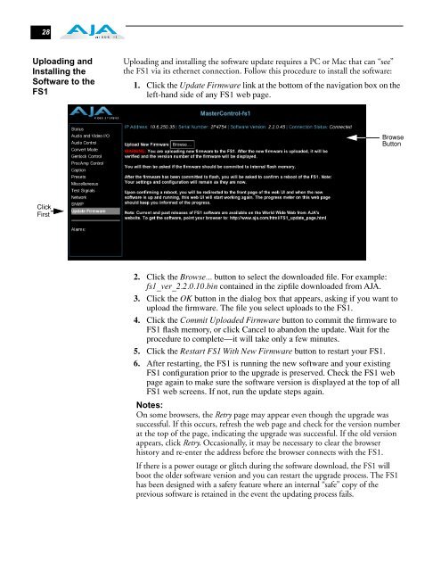 AJA FS1 Installation and  Operation Guide