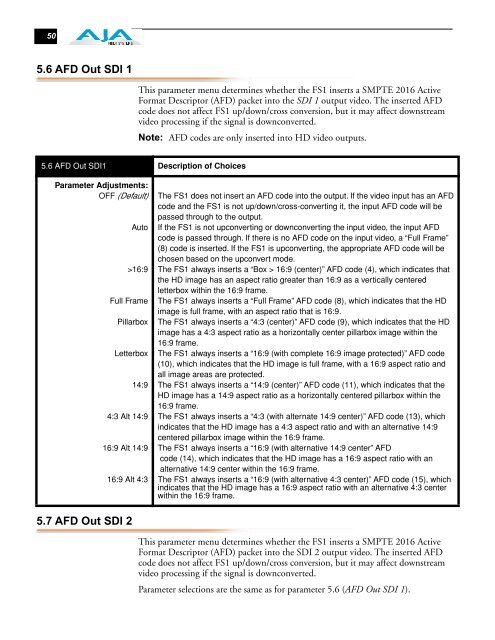 AJA FS1 Installation and  Operation Guide