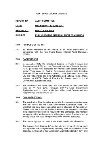 Public Sector Internal Audit Standards PDF 27 KB - Flintshire County ...
