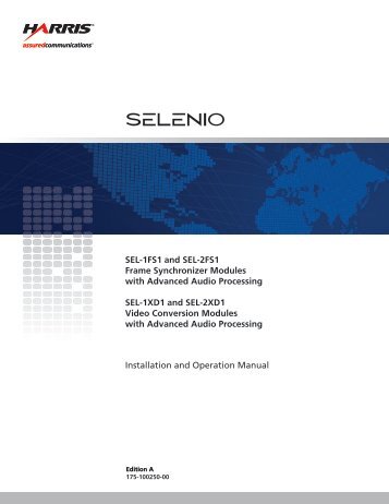 Selenio FS1/XD1 Installation and Operation Manual - Biznine.com