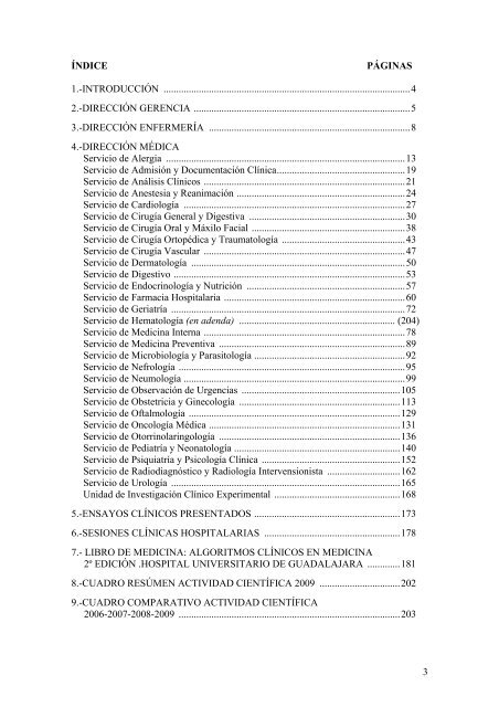 Memoria 2009 - Hospital Universitario de Guadalajara - Junta de ...