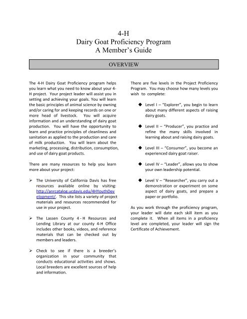 4-H Dairy Goat Proficiency Program A Member's ... - Lassen County