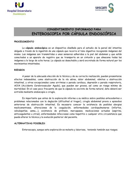 consentimiento informado para enteroscopia por cÃ¡psula endoscÃ³pica