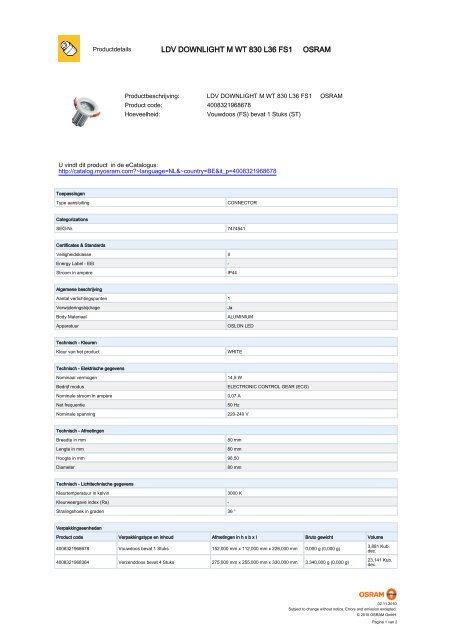 Ldv Downlight M Wt 830 L36 Fs1 Osram