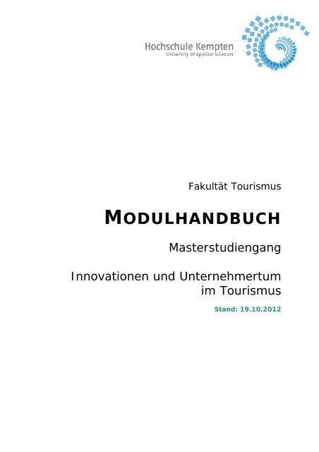 MODULHANDBUCH - Hochschule Kempten