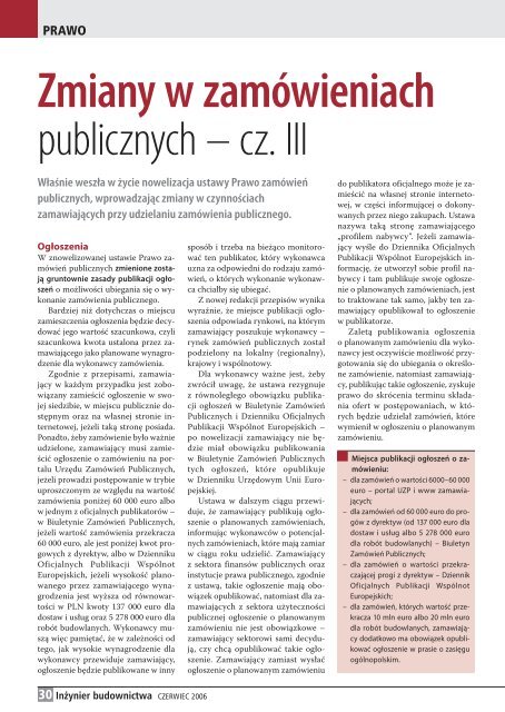 Czerwiec 2006 - Polska Izba Inżynierów Budownictwa