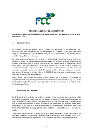 1 informe del consejo de administraciÃ³n para renovar la ... - FCC