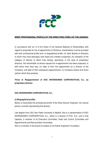 Professional profile of the persons nominated for appointment ... - FCC