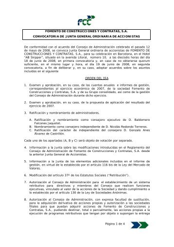 PÃ¡gina 1 de 4 FOMENTO DE CONSTRUCCIONES Y ... - FCC