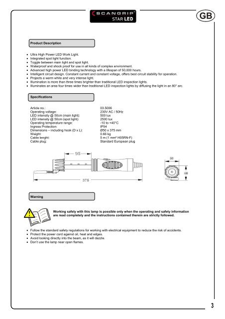 Operating Instructions Bedienungsanleitung Betjeningsvejledning