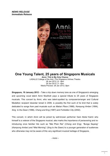 One Young Talent, 25 years of Singapore Musicals - Give2Arts.sg