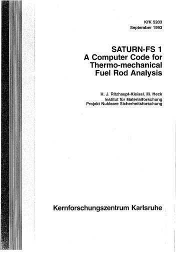 SATURN-FS 1 A Computer Code for Thermo-mechanical Fuel Rod ...