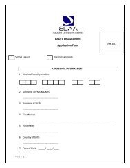 CADET PROGRAMME Application Form PHOTO - SCAA