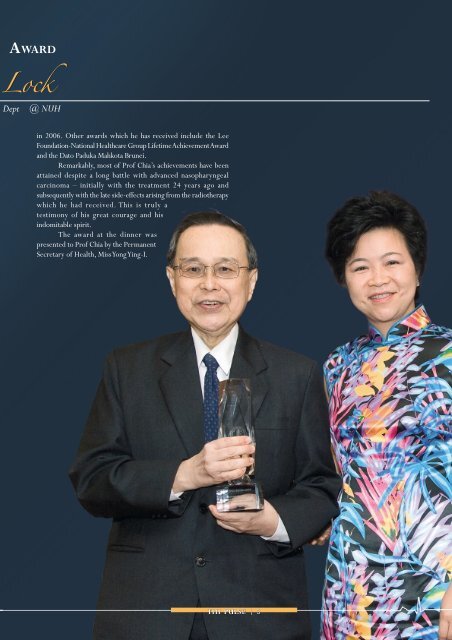 Prof Chia Boon Lock receives the SMA Honorary ... - nuhcs