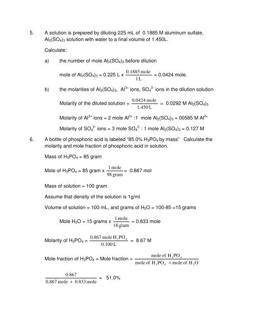 Assignment Solutions CHEM 110- Fall 2011 1. Express the following ...