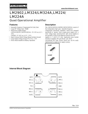 LM2902,LM324/LM324A,LM224/LM224A Quad Operational Amplifier