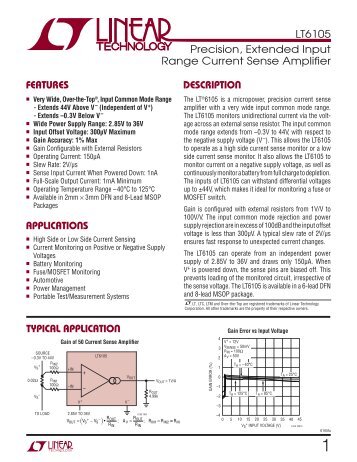 LT6105 - Precision, Extended Input Range Current Sense ... - TOSI