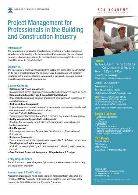 Project Management For Professionals In The Building And ...