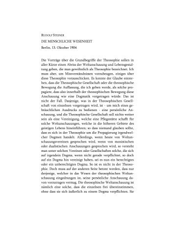 Die menschliche Wesenheit - Rudolf Steiner Online Archiv
