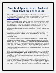 Variety of Options for Men Gold and Silver Jewellery Online in UK