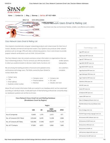 Get Tele verified Cisco User Mailing Lists from Span Global Services