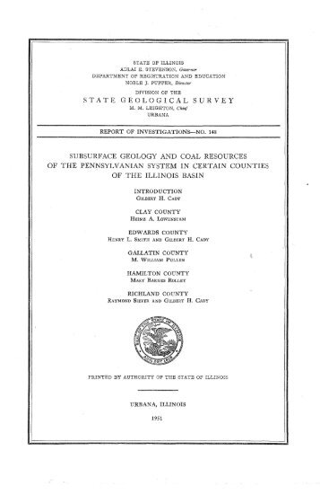 subsurface geology and coal resources of the pennsylvanian system ...