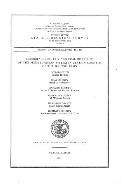 subsurface geology and coal resources of the pennsylvanian system ...