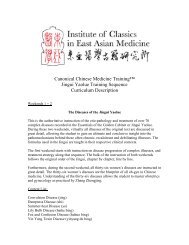 Canonical Chinese Medicine Training_JGYL ... - Arnaud Versluys