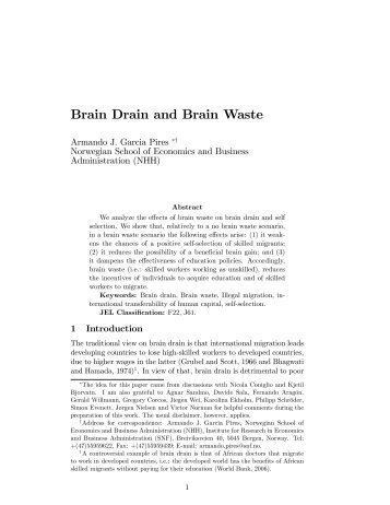Brain Drain and Brain Waste - CReAM