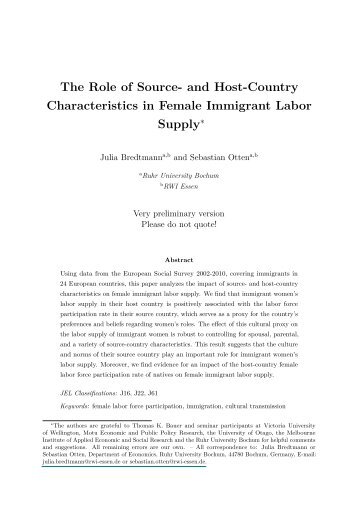 The Role of Source- and Host-Country Characteristics in ... - CReAM