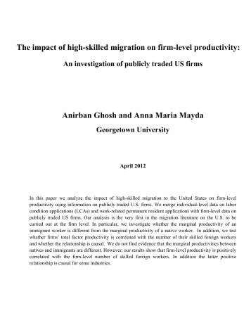 The impact of high-skilled migration on firm-level productivity - CReAM