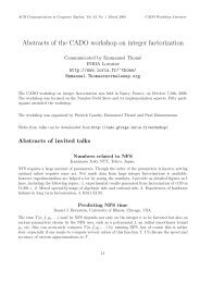 Abstracts of the CADO workshop on integer factorization - SIGSAM