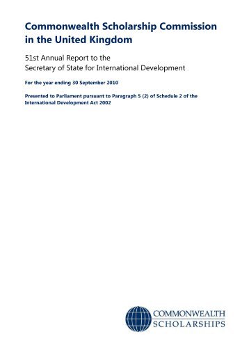 51st Annual Report (2009-2010) - Commonwealth Scholarship ...