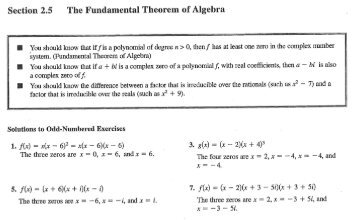 Section 2.5 The Fundamental Theorem of Algebra