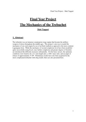 Final Year Project The Mechanics of the Trebuchet