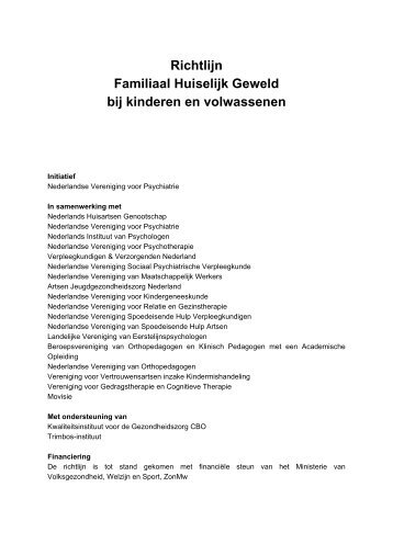 Richtlijn Familiaal Huiselijk Geweld bij kinderen en ... - CBO