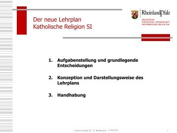 PPT-Präsentation zum Konzept des neuen Lehrplans - Religion