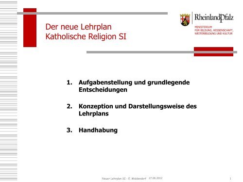 PPT-Präsentation zum Konzept des neuen Lehrplans - Religion