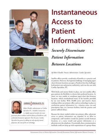 Instantaneous Access to Patient Information: Securely Disseminate ...