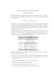 Class Tutorial 2 : 2NP Nuclear Physics Dr W.N. Catford