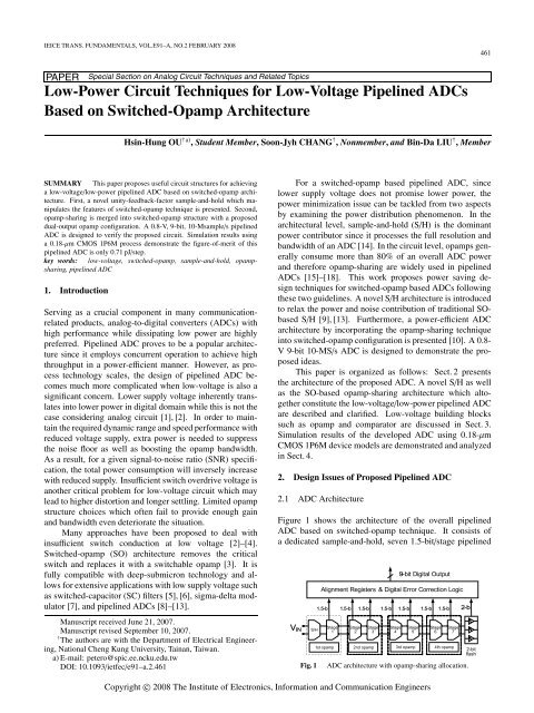 Low-Power Circuit Techniques for Low-Voltage Pipelined ADCs ...