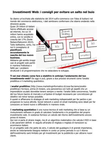 Investimenti Web: i consigli per evitare un salto nel buio