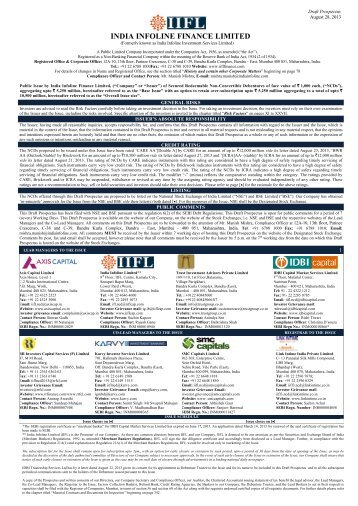 India Infoline Finance Limited (Draft Prospectus) - IDBI Capital