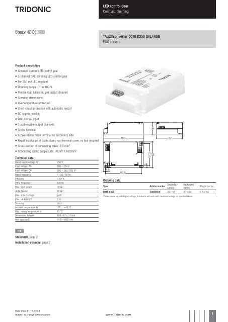 TALEXXconverter K350 DALI RGB - Tridonic