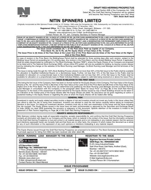 Nitin Spinners Limited Idbi Capital