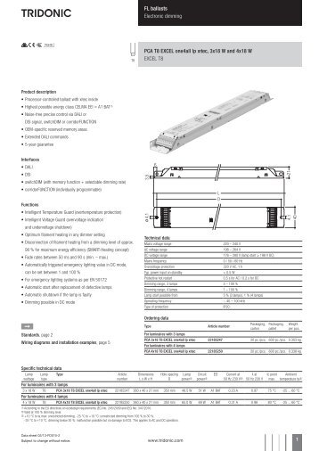 Digital dimmable ballasts for fluorescent lamps EXCEL ... - Tridonic