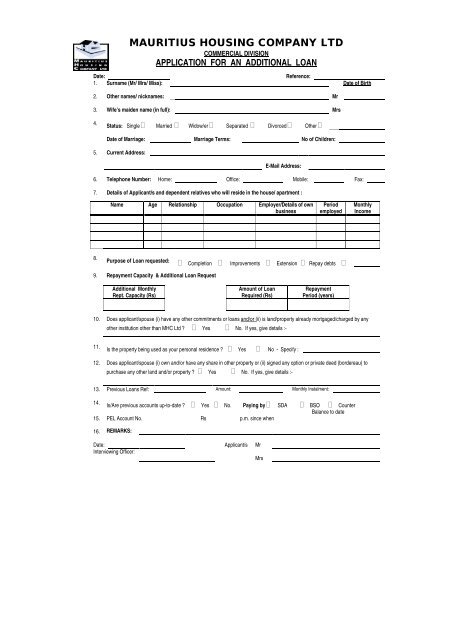 MAURITIUS HOUSING COMPANY LTD - Mauritius Housing MHC