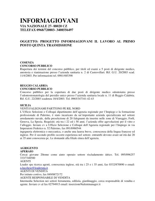 PDF995, Job 2 - Comune di Piana degli Albanesi