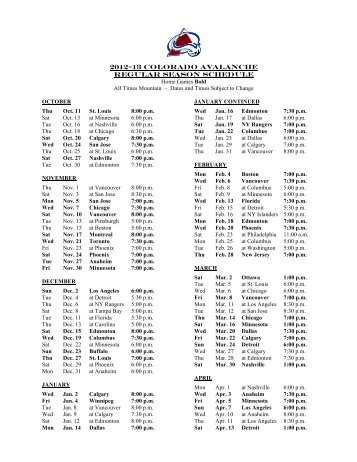 a printable version of the 2012-13 season - Colorado Avalanche