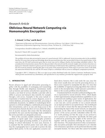 Oblivious Neural Network Computing via Homomorphic Encryption